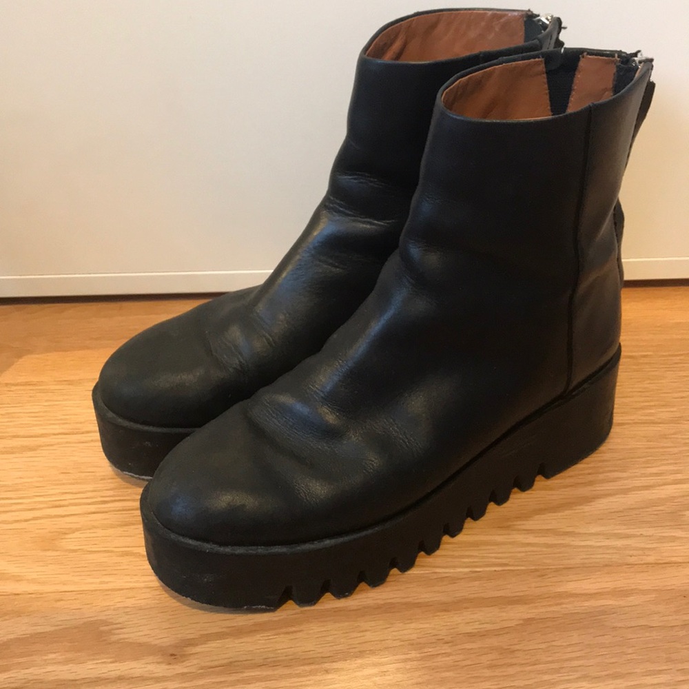 & Other Stories black leather platform boots
